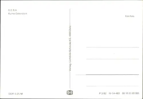 Ak Gera in Thüringen, Ruine Osterstein