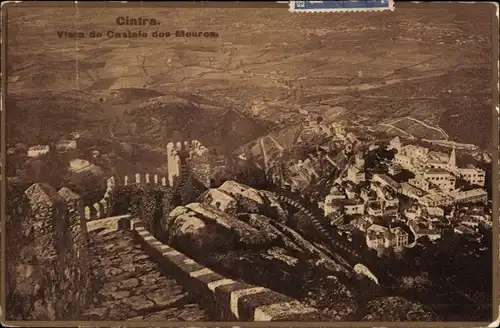 Ak Sintra Cintra Portugal, Luftbild vom Schloss dos Mouros