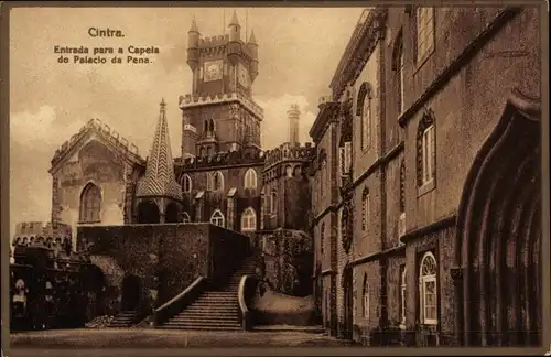 CPA Cintra Sintra Portugal, Entrada para a Capela do Palacio da Pena