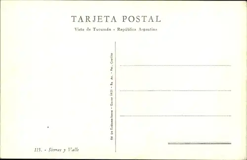 Ak Tucumán Argentinien, Sierras y Valle