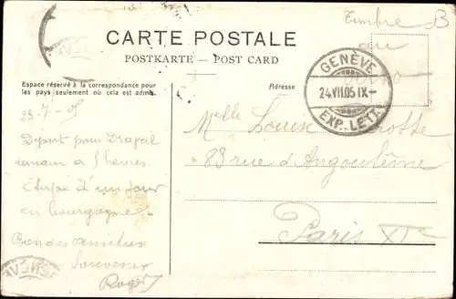 Ak Genève Genf Stadt, Rue du Mont Blanc, Straßenbahn, Hotel Suisse