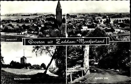 Ak Zeddam Montferland Gelderland Niederlande, Panorama, Windmühle