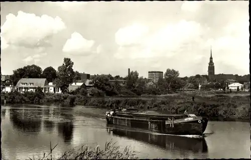 Ak Itzehoe in Holstein, Blick vom Münsterdorfer Deich, Lastkahn