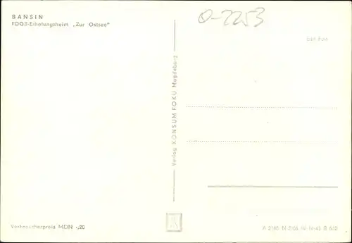 Ak Ostseebad Bansin Heringsdorf auf Usedom, FDGB Erholungsheim Zur Ostsee