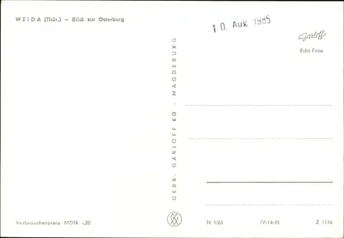 Ak Weida in Thüringen, Straßenpartie, Osterburg