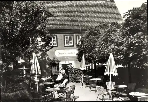 Ak Berggießhübel Sachsen, Ferienheim GHB Industriewaren Leipzig, Gaststätte Zwieselmühle, Terrasse