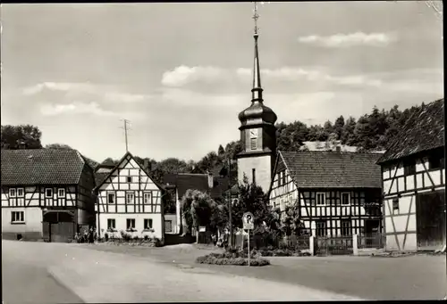 Ak Reschwitz Saalfelder Höhe Saalfeld an der Saale Thüringen, Kirche, Fachwerkhäuser