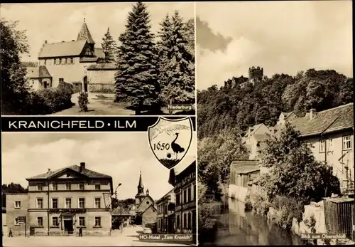 Ak Kranichfeld an der Ilm Thüringen, Niederburg, Oberschloss, HO Hotel Zum Kranich