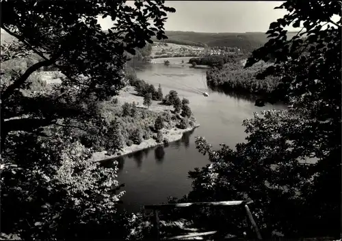 Ak Saalburg in Thüringen, Bleilochtalsperre, Blick vom Heinrichstein