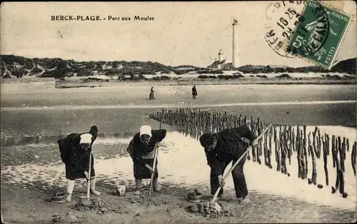 Ak Berck Plage Pas de Calais, Parc aux Moules