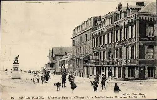 Ak Berck Plage Pas de Calais, l'Avenue Francois-Tattegrain, Institut Notre-Dame des Sables