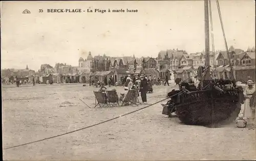 Ak Berck Plage Pas de Calais, La Plage a maree basse