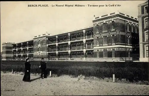 Ak Berck Plage Pas de Calais, Le Nouvel Hopital Militaire, Terrasses pour la Cure d'Air