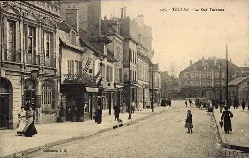 Ak Troyes Aube, La Rue Turenne, Friseur