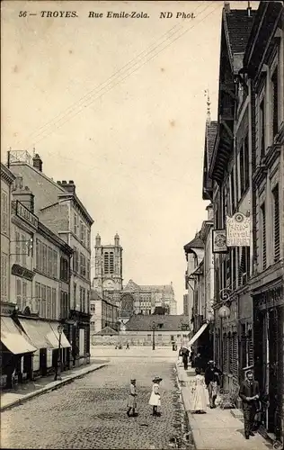 Ak Troyes Aube, Rue Emile Zola, Hotel