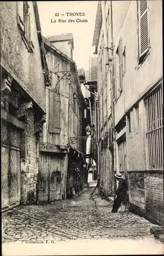 Ak Troyes Aube, Die Straße der Katzen