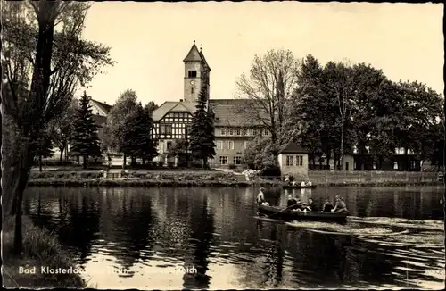 Ak Bad Klosterlausnitz in Thüringen, Großer Teich, Boot