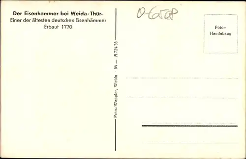 Ak Weida in Thüringen, Der Eisenhammer erbaut 1770