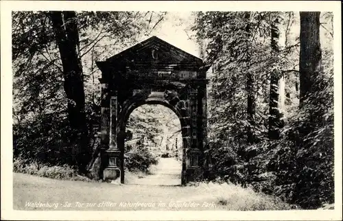 Ak Waldenburg in Sachsen, Tor zur stillen Naturfreude im Grünfelder Park