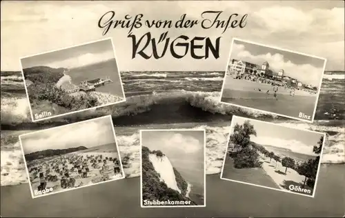 Ak Seebad Binz auf Rügen, Sellin, Baabe, Stubbenkammer, Göhren