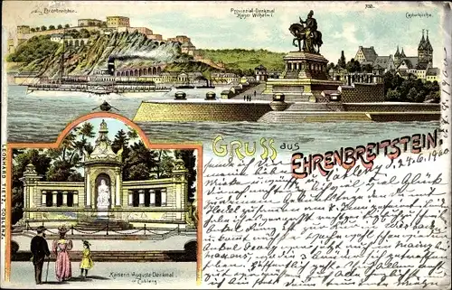Litho Koblenz, Festung Ehrenbreitstein, Castorkirche, Denkmäler