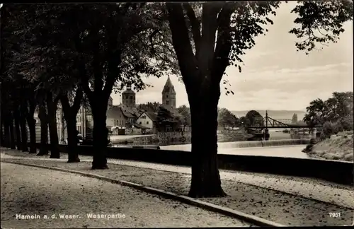 Ak Hameln an der Weser Niedersachsen, Weserpartie