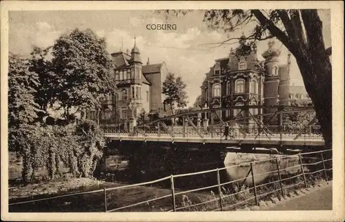 Ak Coburg in Oberfranken, Teilansicht, Brücke