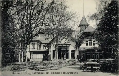 Ak Hansestadt Bremen, Kaffeehaus am Emmasee im Bürgerpark