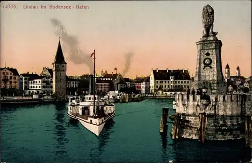 Ak Lindau am Bodensee Schwaben, Hafen
