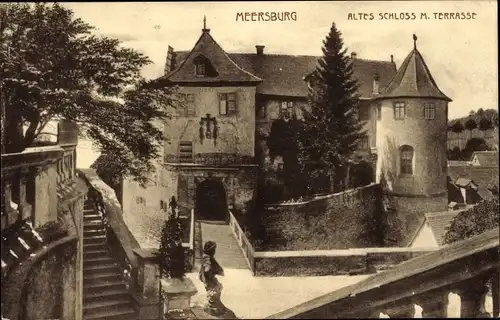 Ak Meersburg am Bodensee, Altes Schloss, Terrasse