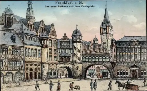 Ak Frankfurt am Main, Neues Rathaus, Paulsplatz