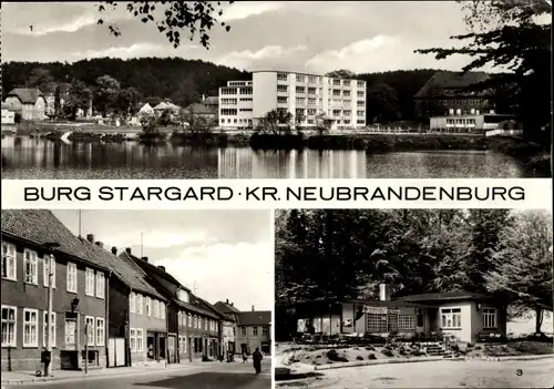 Ak Burg Stargard in Mecklenburg, Pawel-Kortschogin-Oberschule, Ernst-Thälmann-Straße, Gaststätte