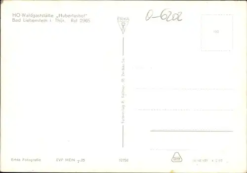 Ak Bad Liebenstein Thüringen, HO Waldgaststätte Hubertushof