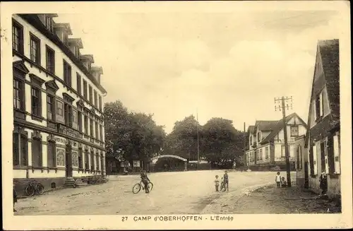Ak Oberhoffen sur Moder Oberhofen Elsass Bas Rhin, Camp, L&#39;Entree