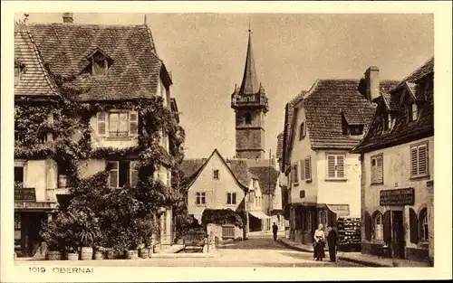 Ak Obernai Oberehnheim Elsaß Bas Rhin, Straßenansicht, Turm