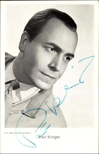 Ak Schauspieler Paul Klinger, Portrait, Autogramm