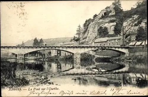 Ak Esneux Wallonie Lüttich, Brücke über die Ourthe