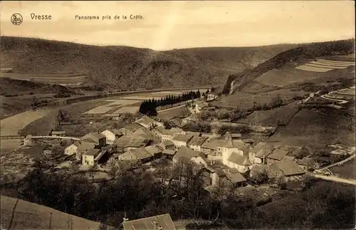 Ak Vresse sur Semois Wallonie Namur, Panorama aufgenommen von Kreta