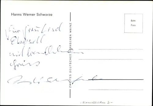 Ak Journalist Hanns Werner Schwarze, Portrait, Autogramm