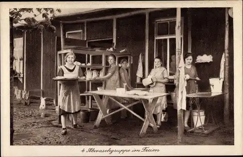 Ak Seegefeld Falkensee im Havelland, Landjugendheim Finkenkrug, Abwaschgruppe im Freien