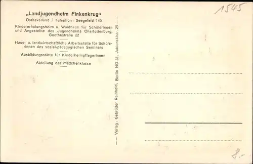 Ak Seegefeld Falkensee im Havelland, Landjugendheim Finkenkrug, Abwaschgruppe im Freien