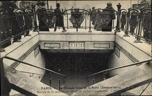 Ak Paris IX., Große Überschwemmung der Seine 1910, Metrostation Rue Caumartin