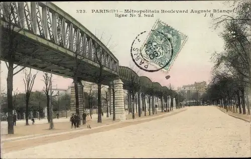 Ak Paris XIII. Arrondissement Gobelins, Metropolitan, Boulevard Auguste Blanqui