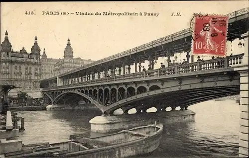 Ak Paris XVI. Arrondissement Passy, Metropolitain-Viadukt