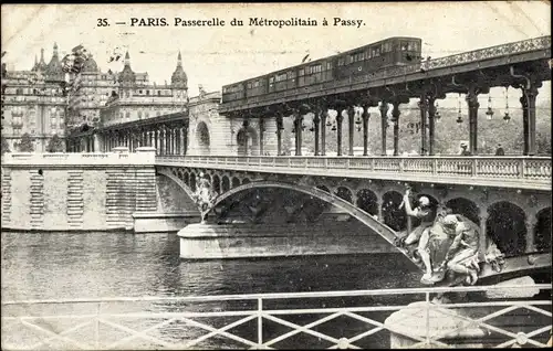 Ak Paris XVI. Arrondissement Passy, Metropolitain-Fußgängerbrücke