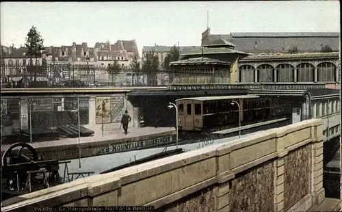 Ak Paris XI. Arrondissement Popincourt, Metropolitain, Gare de la Bastille