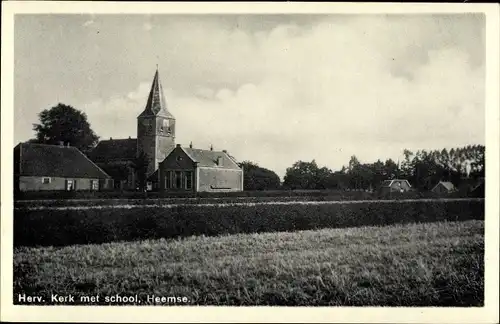 Ak Heemse Overijssel, H. Kirche, Schule