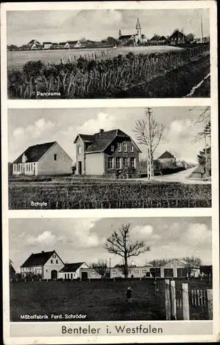 Ak Benteler Langenberg in Westfalen, Möbelfabrik, Schule, Panorama