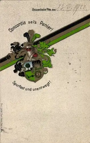 Studentika Ak Geisenheim am Rhein Hessen, Concordia sei's Panier, Spurfest und unentwegt