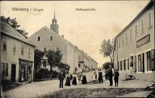 Ak Altenberg im Erzgebirge, Rathausstraße, Geschäfte